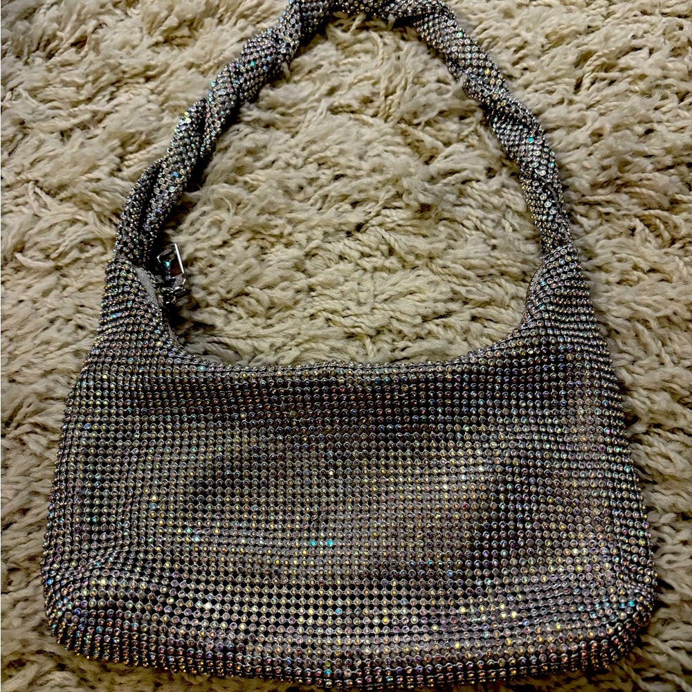 Urban Expressions Silver Vintage Evening Glam Shoulder Bag - Picture 2 of 5